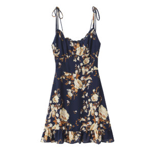 Floral slimming and slimming shoulder strap suspender dress