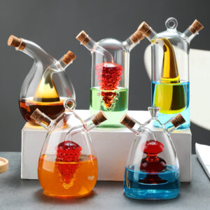 Kitchen Storage Sealed Bottles, Double-layer 2-in-1 Glass Bottles, Oil, Vinegar, Sauce, Seasoning Bottles, Kitchen Tools