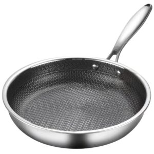 Cross-border Full-Size Honeycomb Stainless Steel Frying Pan, Non-Stick Cookware for Steak, Pancake, Compatible with Induction and Gas Stoves