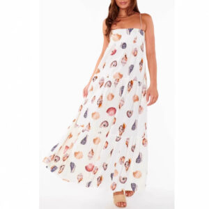 Style Summer New Strap Printed Layered Dress Seashell Print Pocket Dress for Women