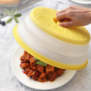 Collapsible Microwave Cover Lid Folding Plate Cover Colander Strainer Fruit Vegetables Washing Basket Plate Lid Kitchen Tools