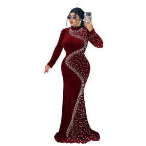 Elegant Velvet Embellished Dress for Women Fashionable  Chic Cocktail Dress