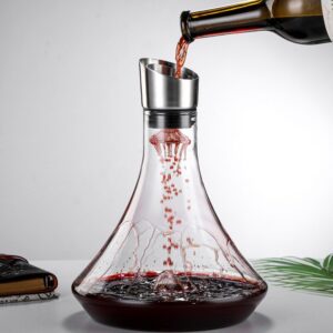 Wine Decanter Built-in Aerator Pourer, Wine Carafe Red Wine Decanter 1000ml