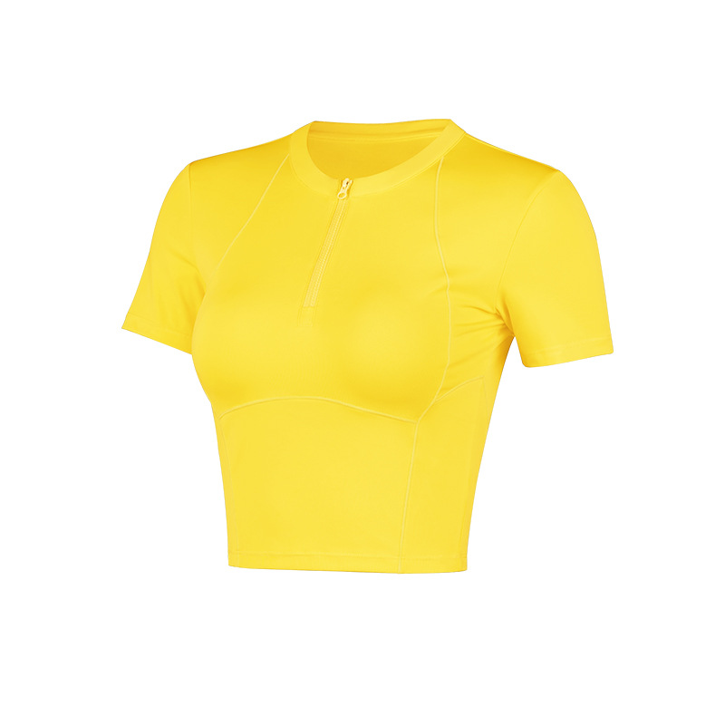 Semi-Zip Fitness Shirt for Women, Running Quick-Dry Sport Short Sleeve T-Shirt, Slim-Fit Lightweight Casual Top - Bild 5