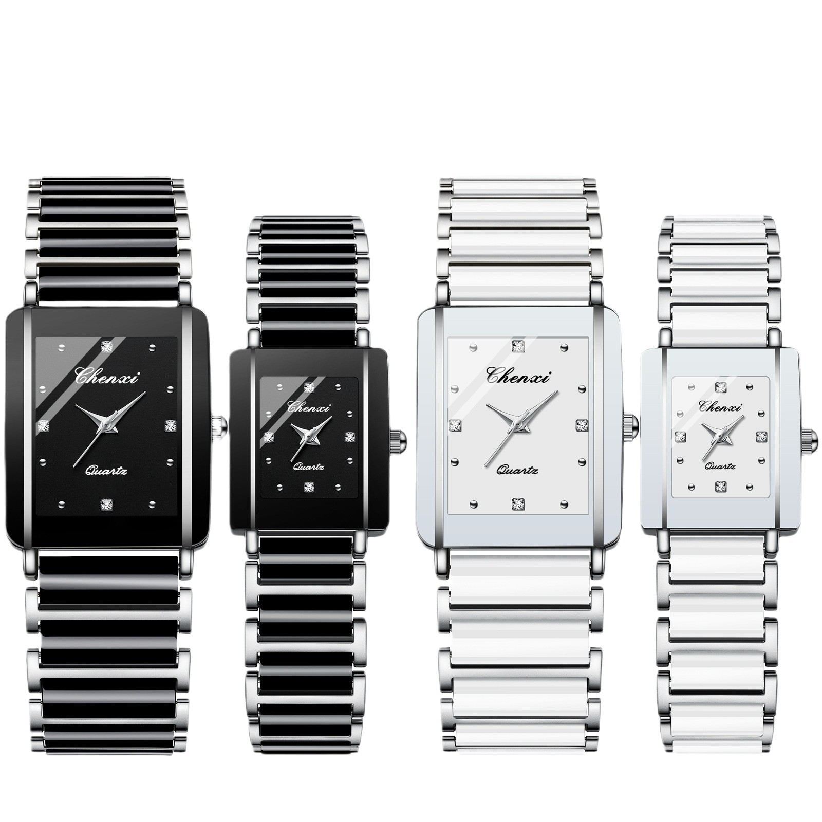 Square Couple Watch for Women and Men Ceramic Quartz Watch - Bild 4