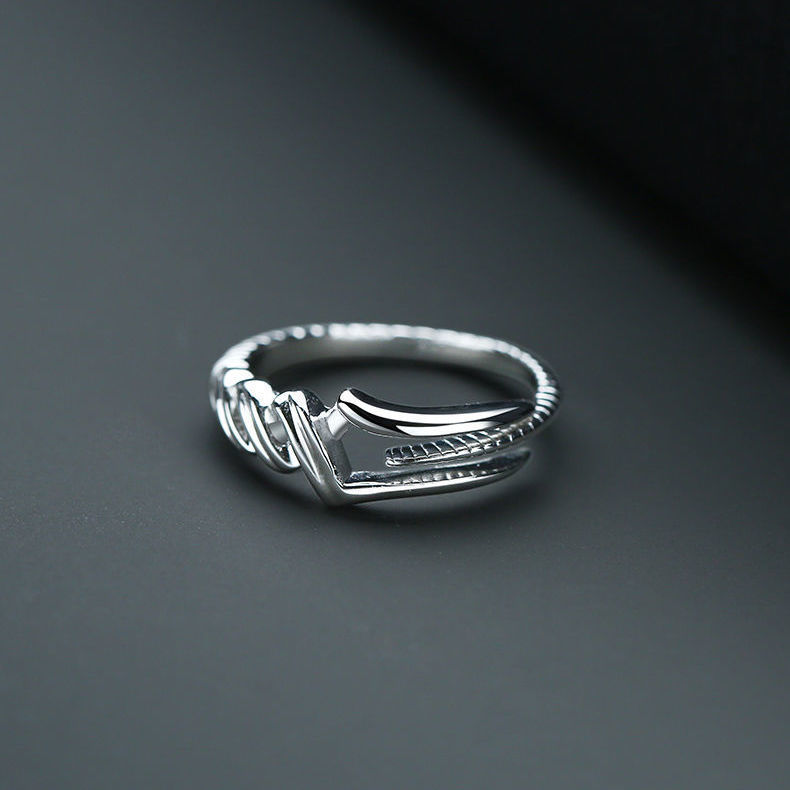 Modern Metal Stone Cross-Opening Design Ring - Bild 2