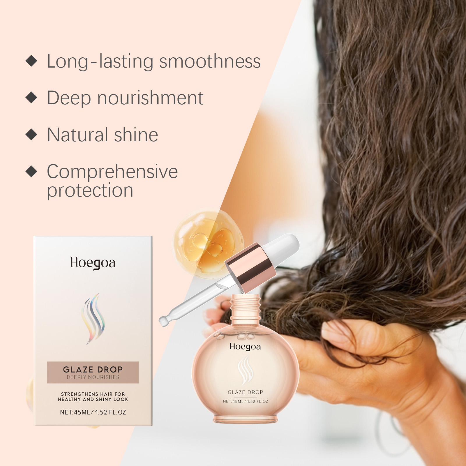 Hoegoa Hair Care Essential Oil, Nourishes Smooth Hair, Natural Shine, Fluff And Improves Frizzy Hair - Bild 3
