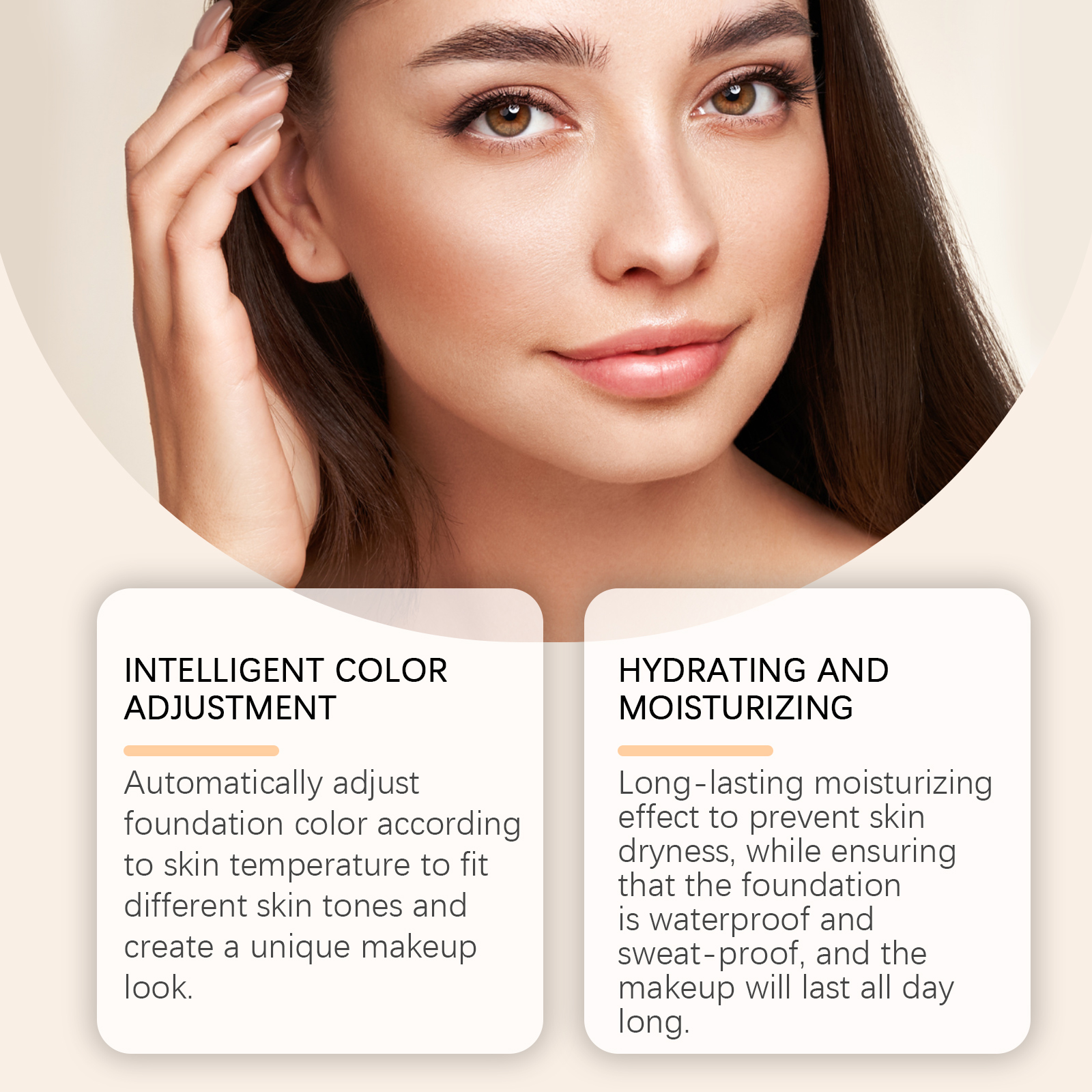 Jaysuing Warm Change Liquid Foundation, Moisturizing Natural Concealer Long Lasting Moisture Without Dehydrating Makeup Bright Warm Change Liquid Foundation - Bild 3