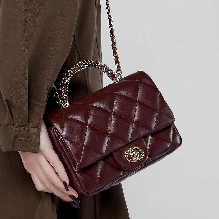 Metal chain diamond grid handbag - Bild 3