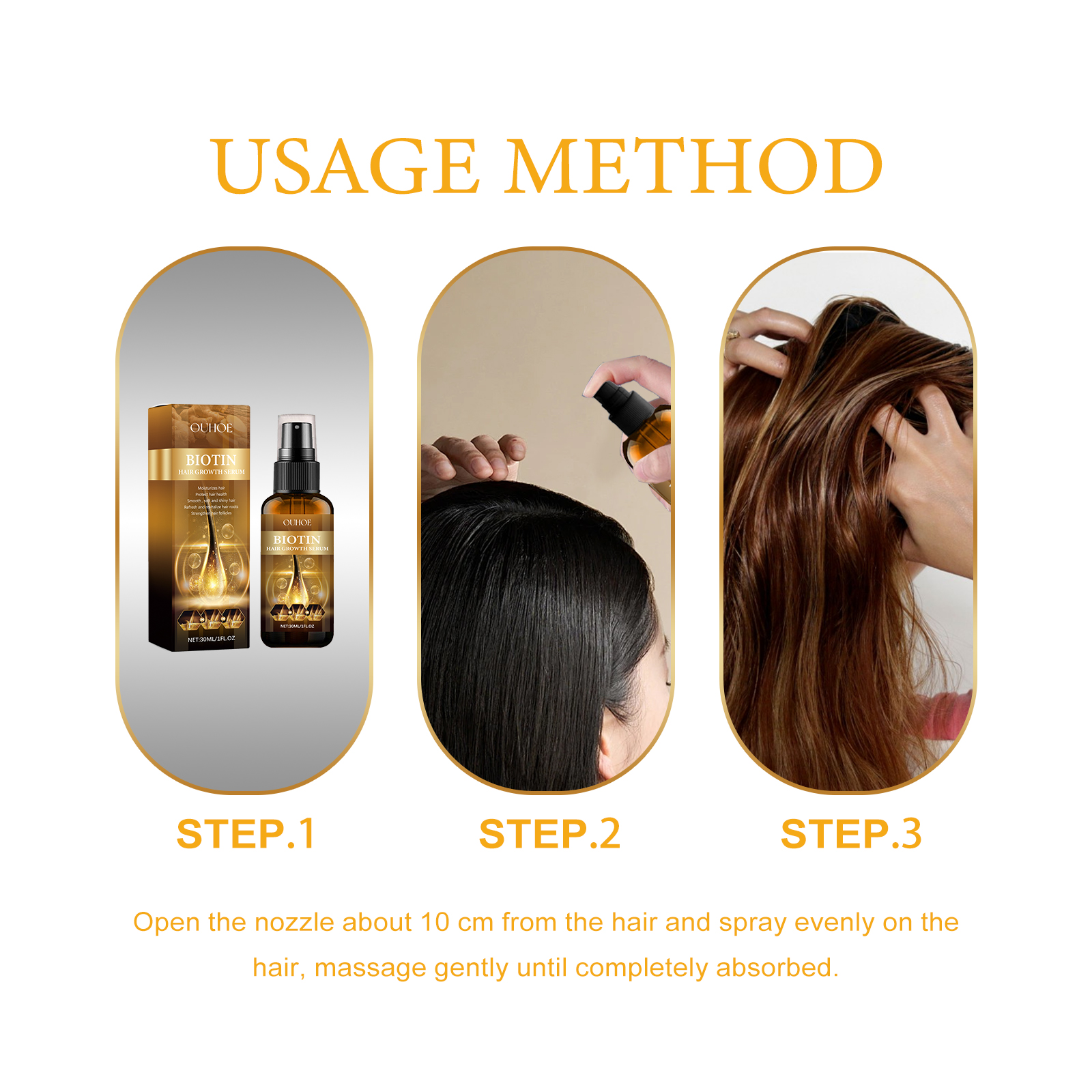 OUHOE Biotin Hair Growth Serum, Nourish Hair Root Repair Hair Sere Short-Tempered Prevent Drop Hair - Bild 6