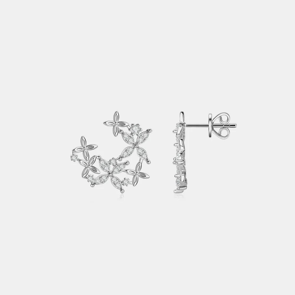 925 Sterling Silver Moissanite Lucky Clover Earrings - Bild 5