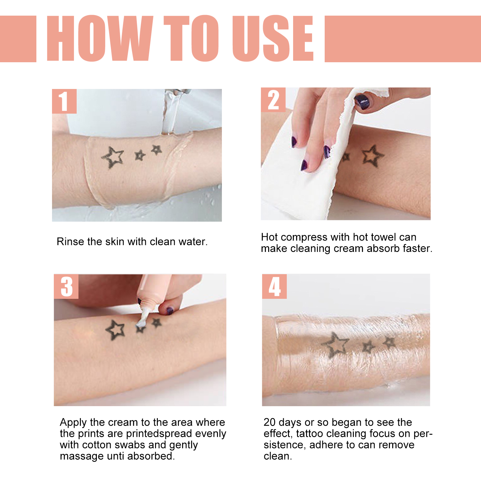 EELHOE Print Remover, Plant Essence Tattoo Fade Fading Clean And Lighten Eyeliner Cleaning Cream - Bild 7