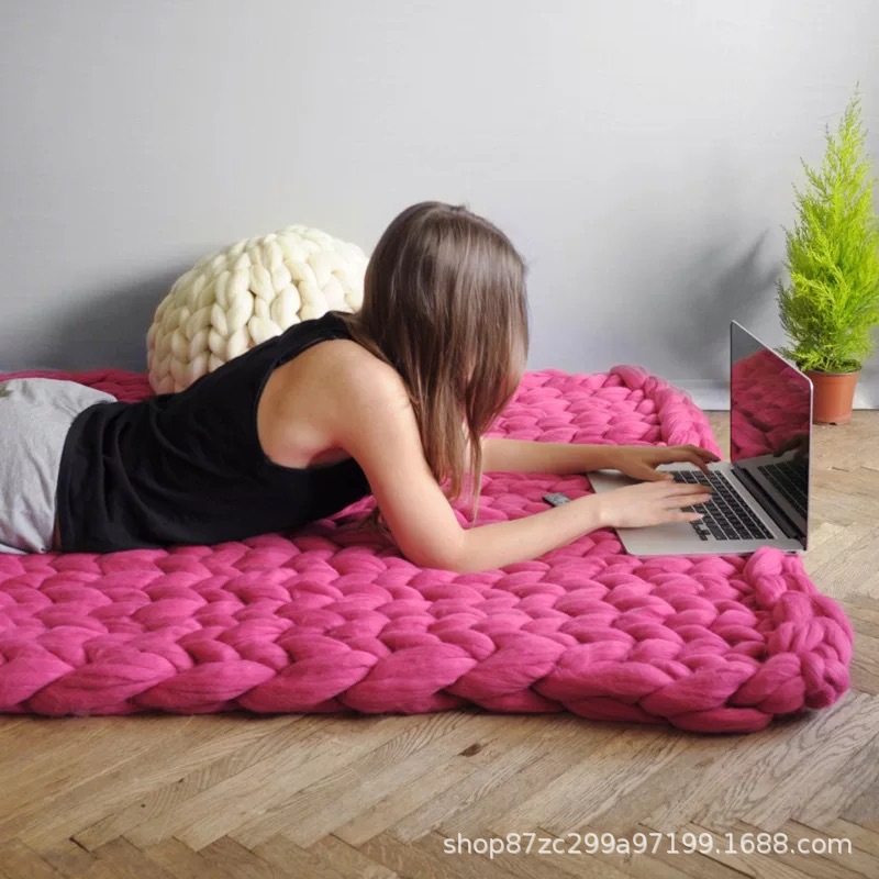 Nordic Chunky Knit Blanket Handmade Crochet Throw Knitted Blanket Sofa Blanket Oversized Woolen Blanket - Bild 22