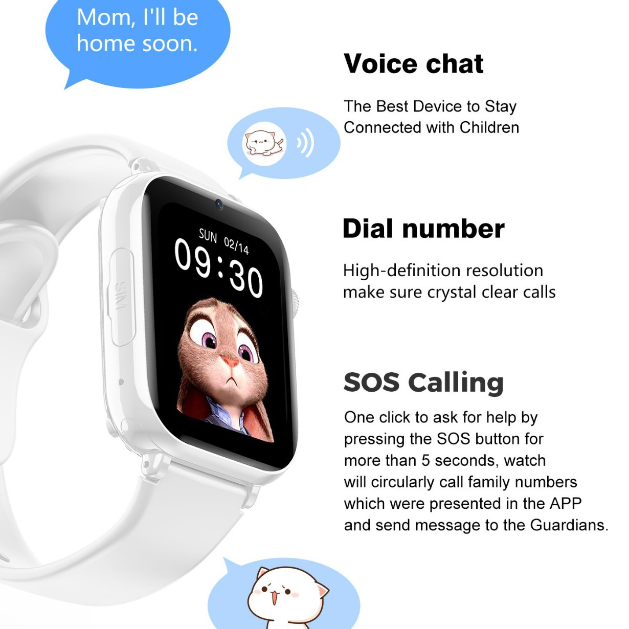 4G children's smart watch with 1.85-inch large screen, waterproof and location tracking - Bild 2