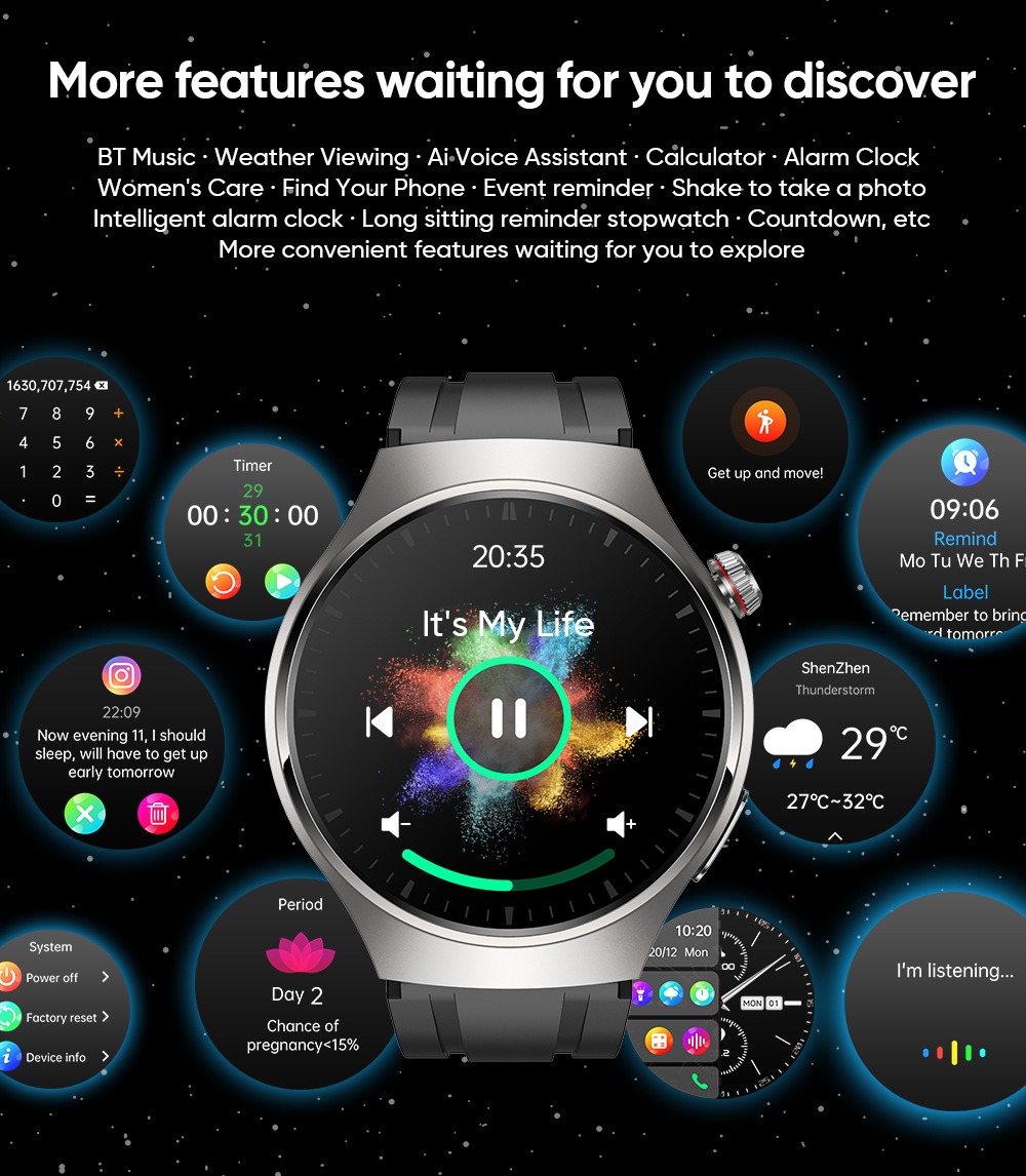 Smart watch non-invasive blood glucose measurement AMOLED ECG heart rate monitoring Bluetooth call sports watch - Bild 7