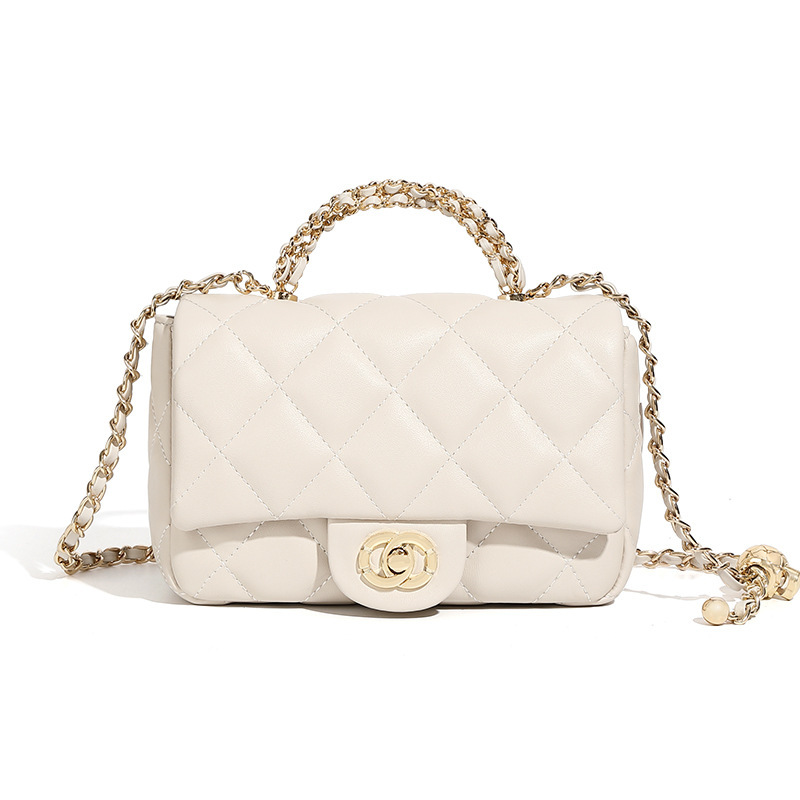 Metal chain diamond grid handbag - Bild 8