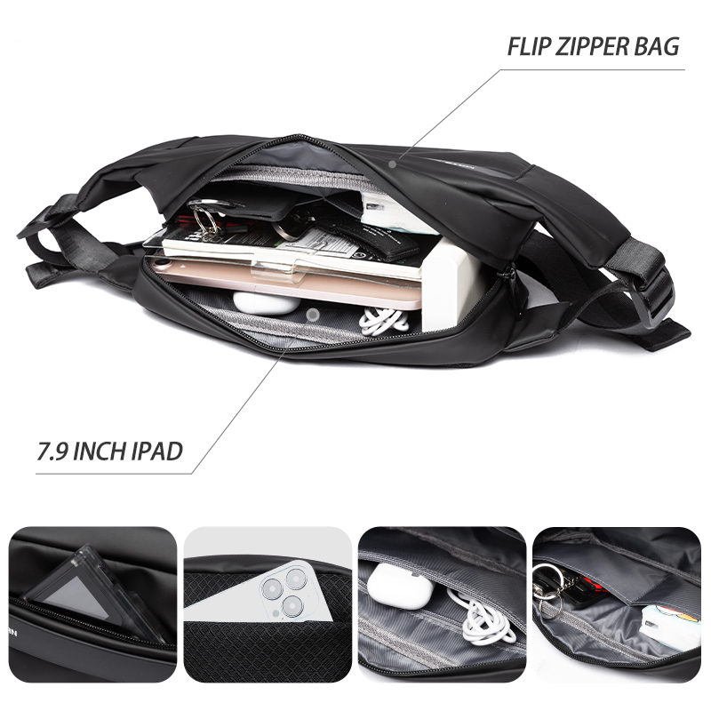 Chest bag men's small shoulder bag multifunctional trendy crossbody bag commuter mailman shoulder bag waist bag backpack - Bild 2