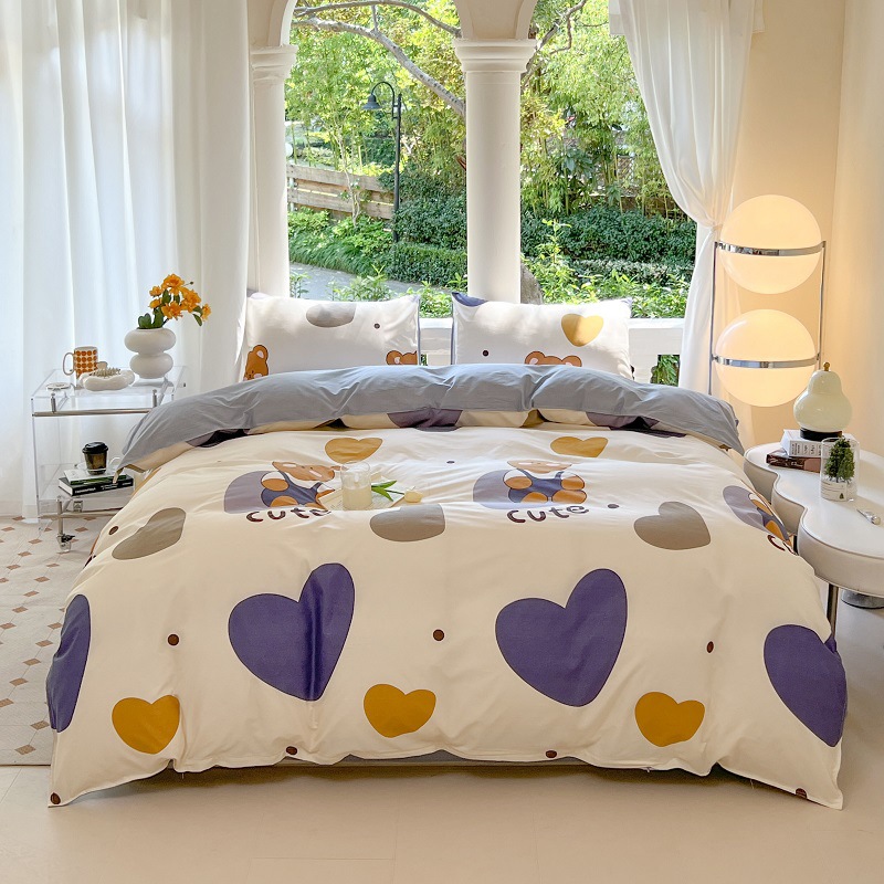 Cartoon Four-Piece Set Fresh Autumn and Winter Single Student Dormitory Bedding Sheet Three-Piece Set Single Quilt Cover - Bild 6