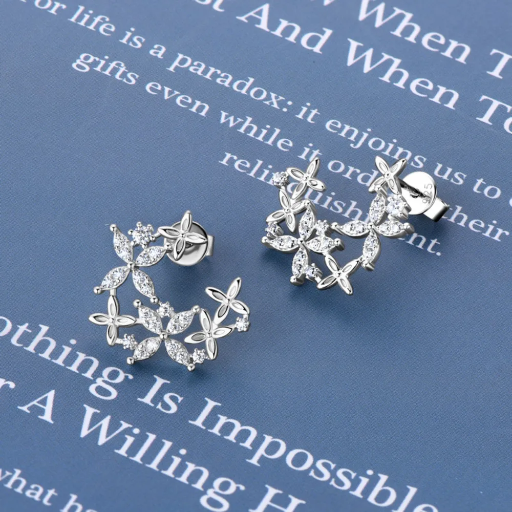 925 Sterling Silver Moissanite Lucky Clover Earrings - Bild 6
