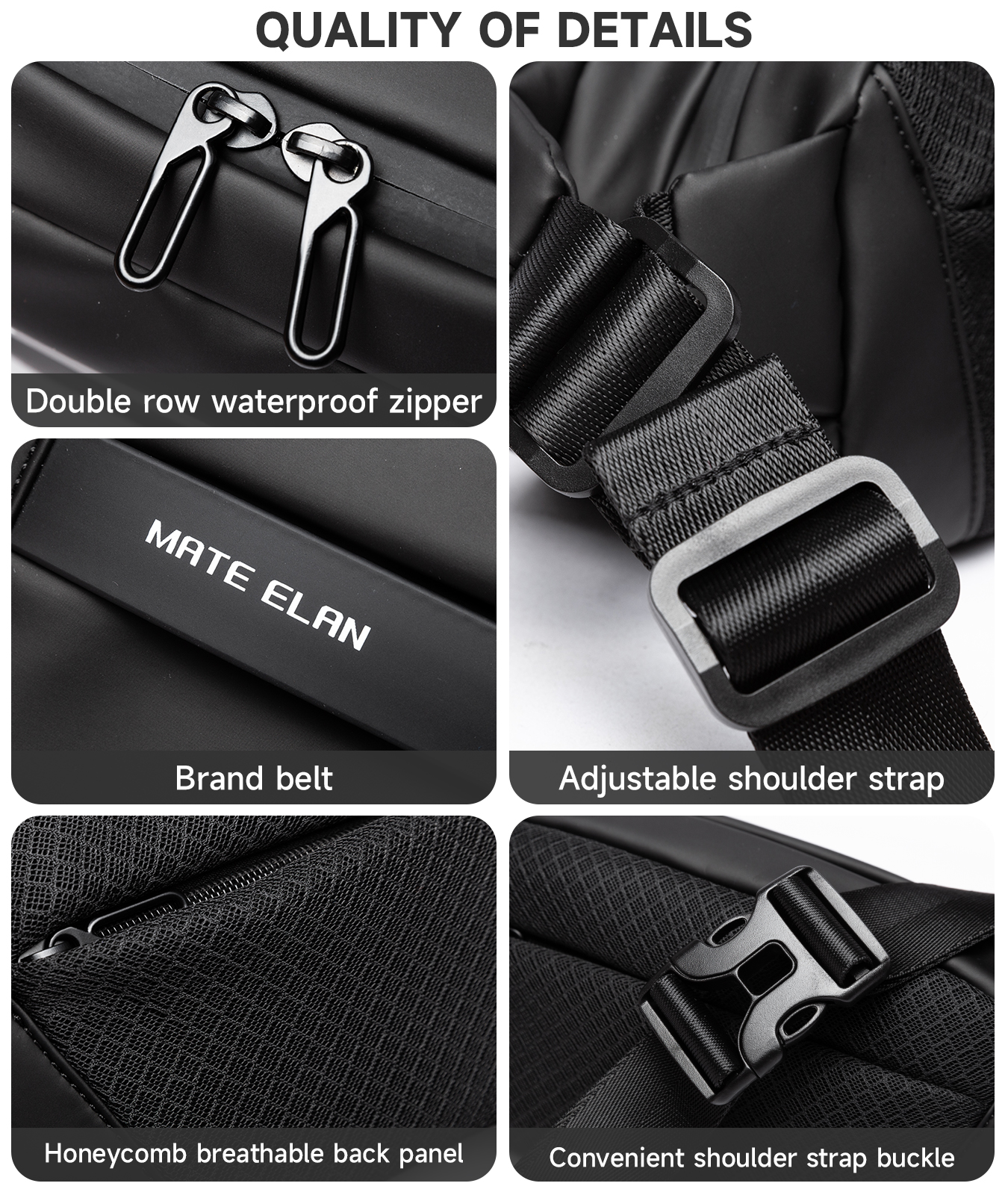 Chest bag men's small shoulder bag multifunctional trendy crossbody bag commuter mailman shoulder bag waist bag backpack - Bild 3