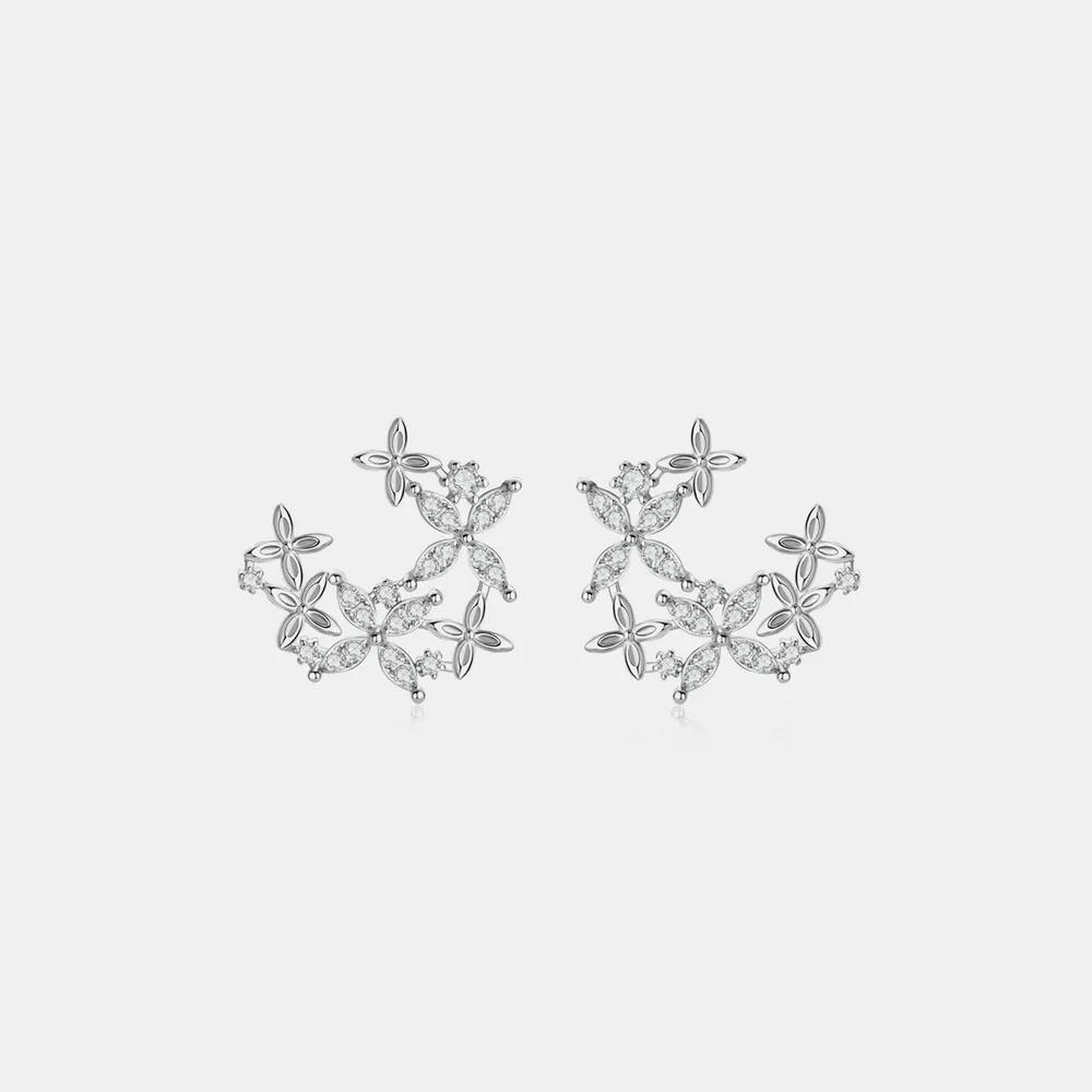 925 Sterling Silver Moissanite Lucky Clover Earrings - Bild 4