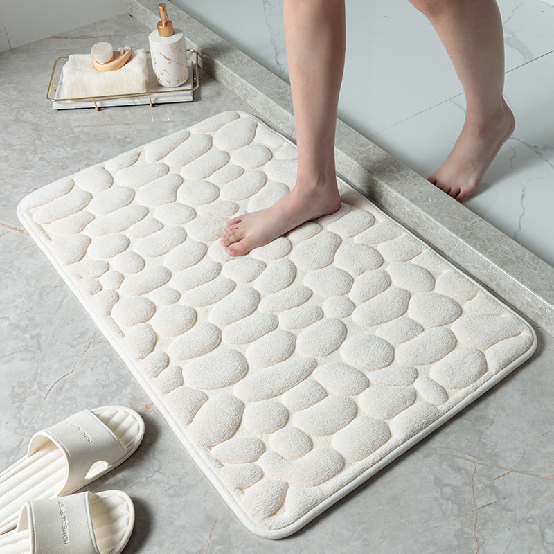 Cobblestone Embossed Bathroom Bath Mat Non-slip Carpets In Wash Basin Bathtub Side Floor Rug Shower Room Doormat Memory Foam Pad - Bild 2