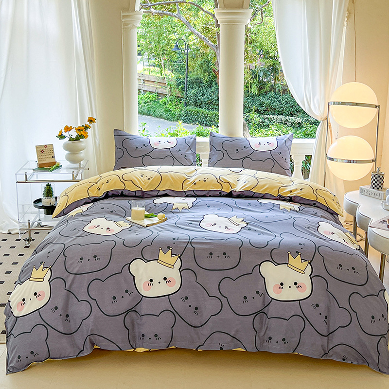 Cartoon Four-Piece Set Fresh Autumn and Winter Single Student Dormitory Bedding Sheet Three-Piece Set Single Quilt Cover - Bild 7