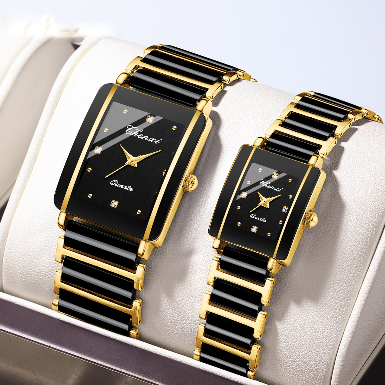 Square Couple Watch for Women and Men Ceramic Quartz Watch - Bild 2