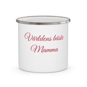 Enamel Camping Mug – "Världens bästa Mamma" Swedish Mom Gift