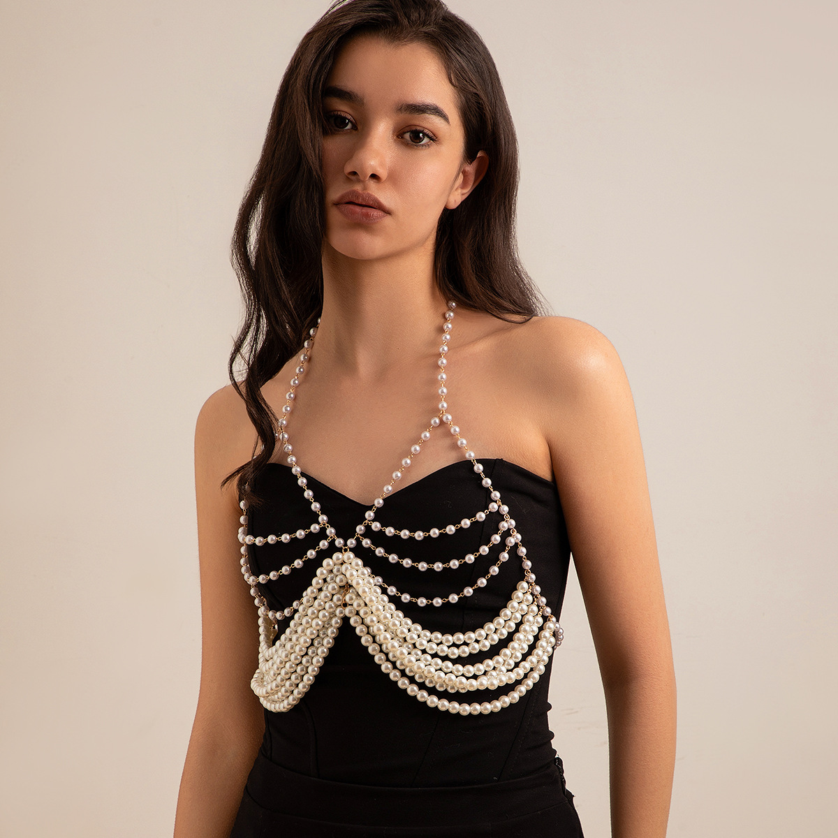 Sexy vacation style pearl bra, clothing chain, bikini chain body - Bild 10