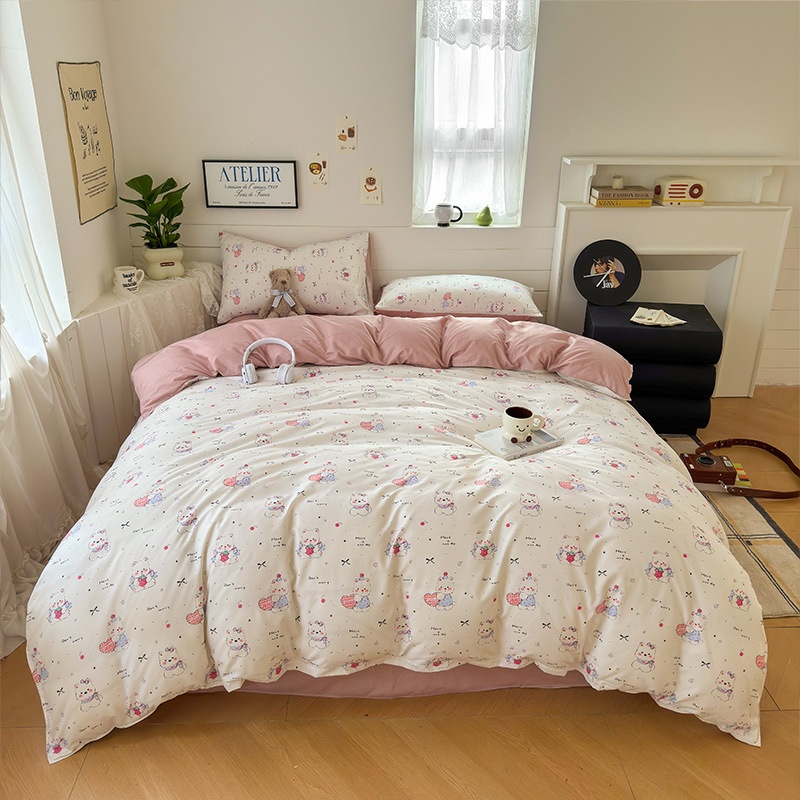 Cartoon Four-Piece Set Fresh Autumn and Winter Single Student Dormitory Bedding Sheet Three-Piece Set Single Quilt Cover - Bild 24