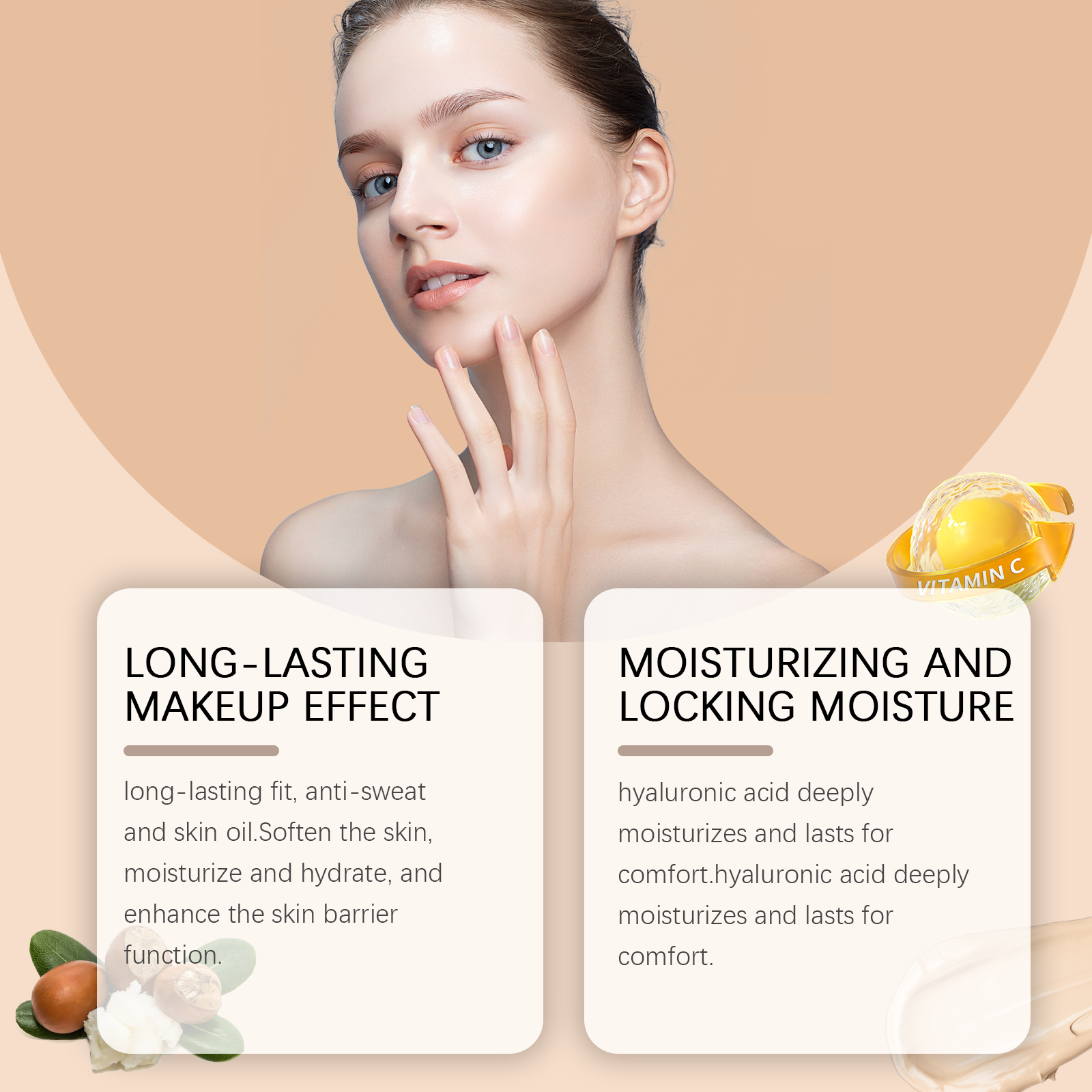 West&Month Moisturizing Liquid Foundation, Long-Lasting Long-Lasting Moisturizing Light Skin Care Liquid Foundation - Bild 4