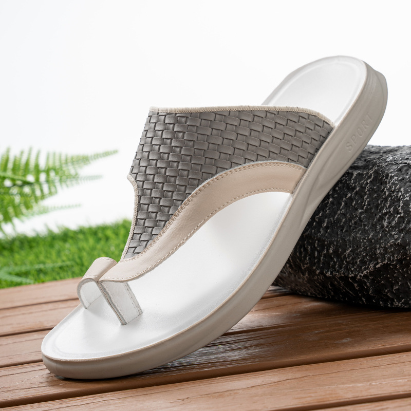 Woven Pattern Men's Slippers Summer Toe-Loop Slip-On Non-Slip Soft Sole Outdoor Beach Shoes - Bild 7
