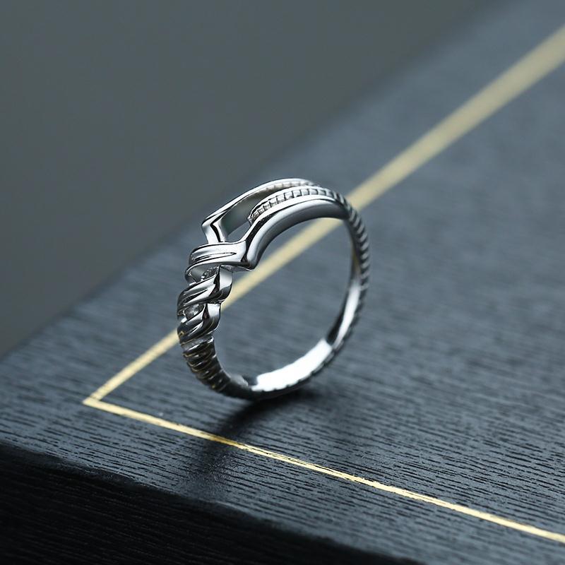 Modern Metal Stone Cross-Opening Design Ring - Bild 5