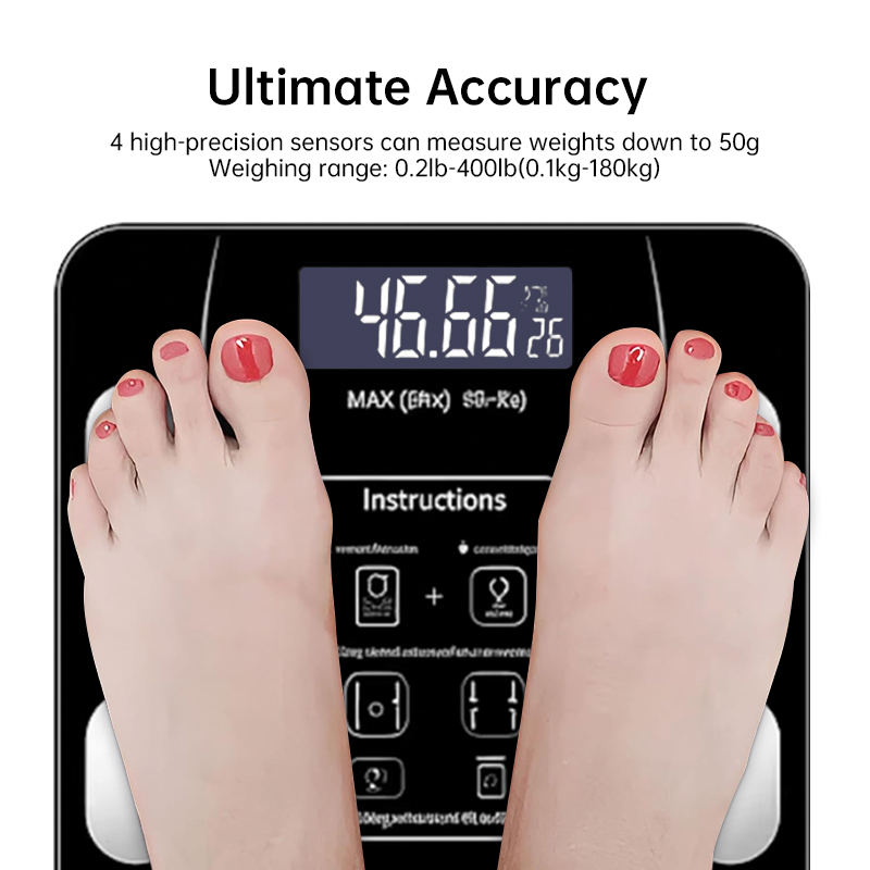 Bluetooth smart scale with app, full-body analysis, iOS/Android, 180kg, high-precision for fitness. - Bild 9