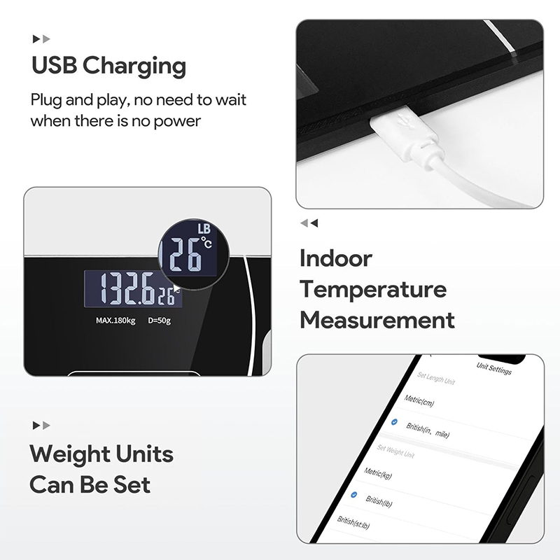 Bluetooth smart scale with app, full-body analysis, iOS/Android, 180kg, high-precision for fitness. - Bild 6
