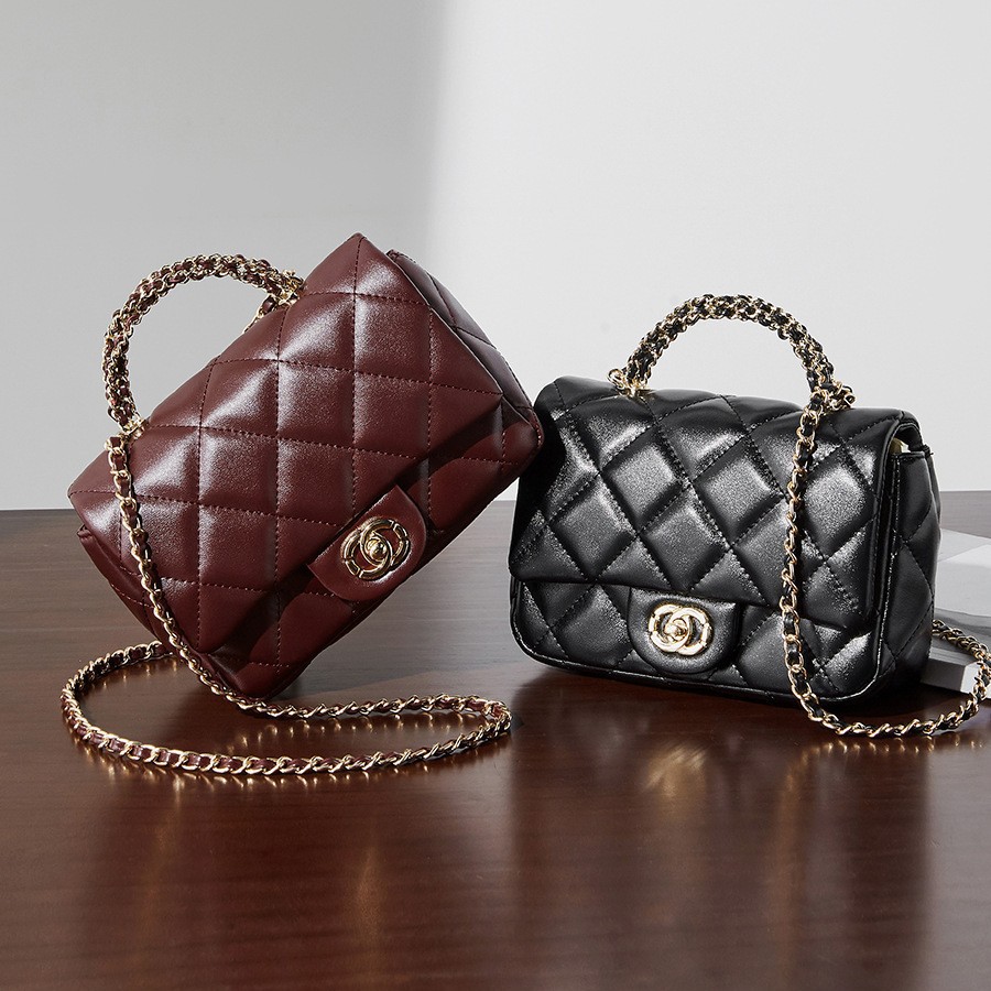 Metal chain diamond grid handbag - Bild 6