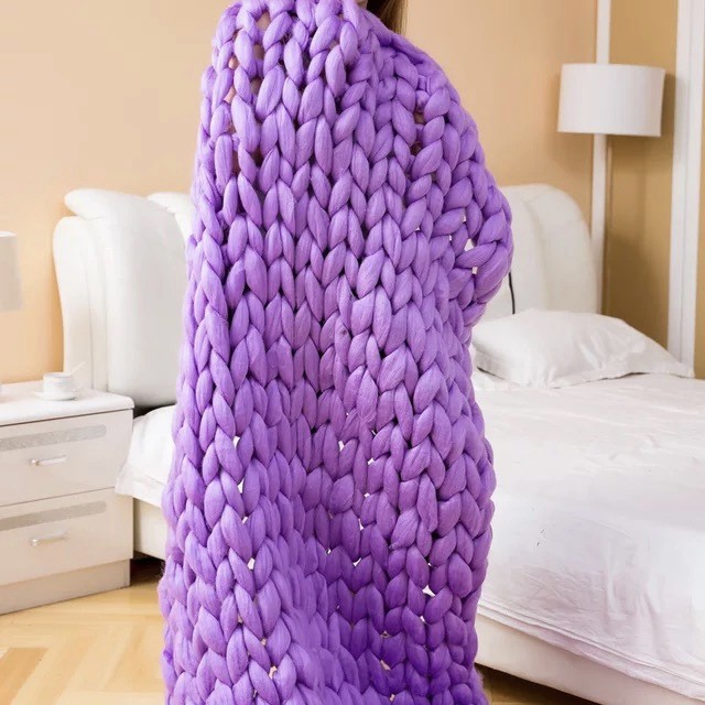 Nordic Chunky Knit Blanket Handmade Crochet Throw Knitted Blanket Sofa Blanket Oversized Woolen Blanket - Bild 14