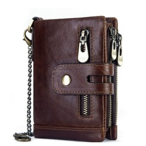 European and American first-layer kraft card bag men's short genuine leather wallet Father's Day gift
