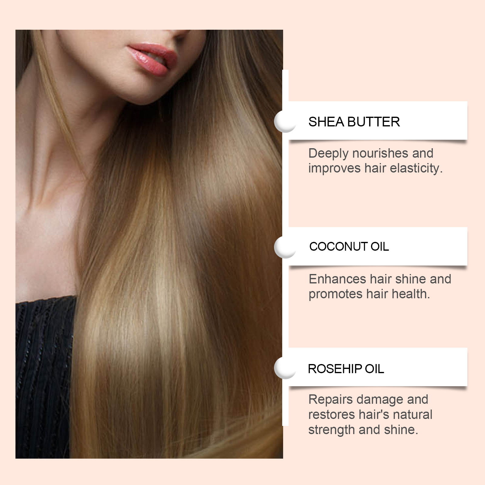 Hoegoa Hair Care Essential Oil, Nourishes Smooth Hair, Natural Shine, Fluff And Improves Frizzy Hair - Bild 4