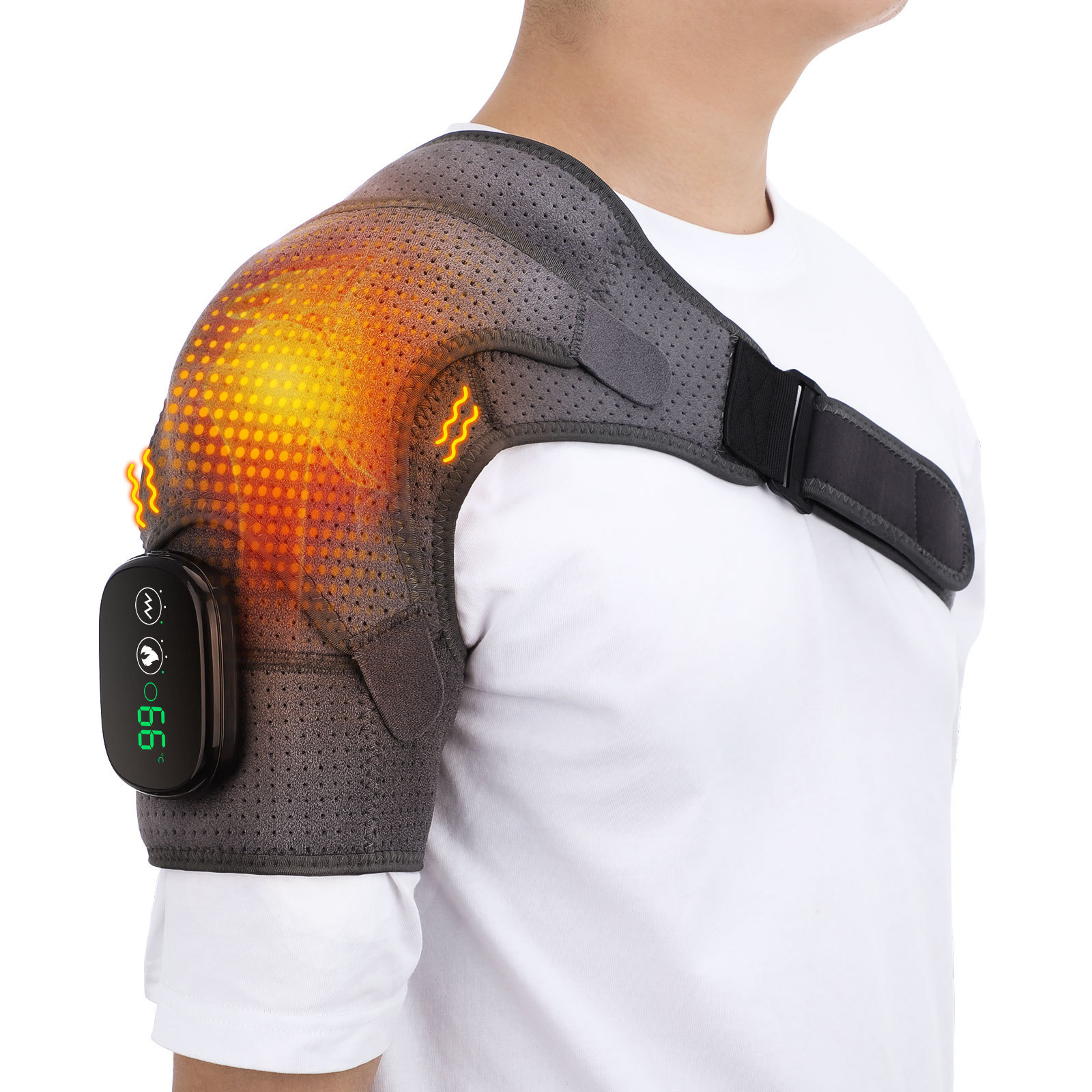 Massage Shoulder Support with Touchscreen Controller, Rechargeable Vibrating Heat Therapy Shoulder Massager Belt - Bild 5