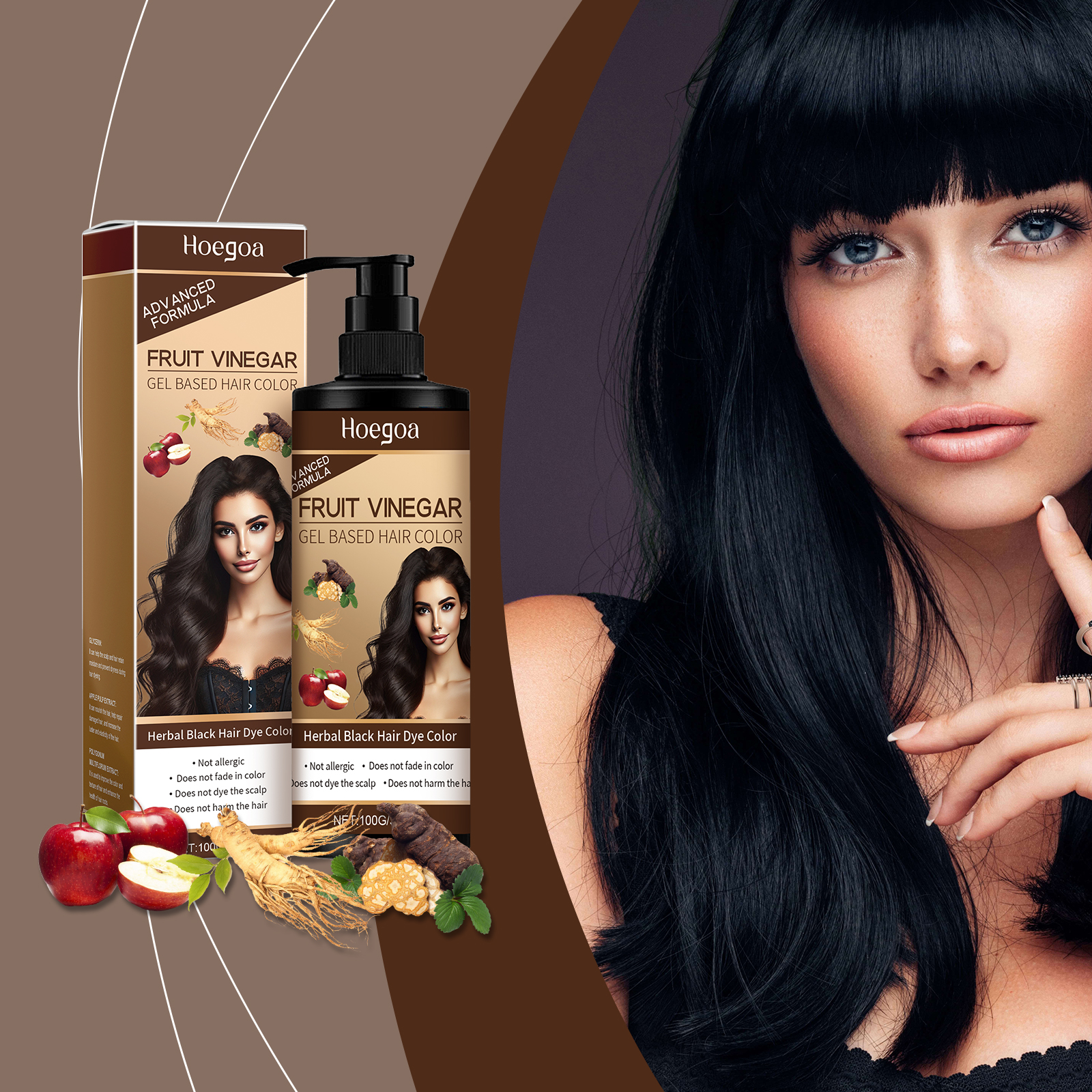 Hoegoa Black Hair Cream Plant Extract Natural Hair Gentle Color Development Easy Cleaning Fresh And Smooth Hair Agent - Bild 2