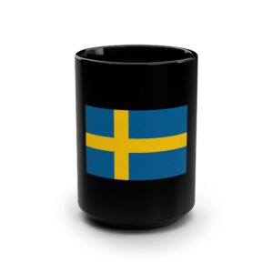 Sweden Flag Coffee Mug – 15oz Black Ceramic Scandinavian Pride Gift