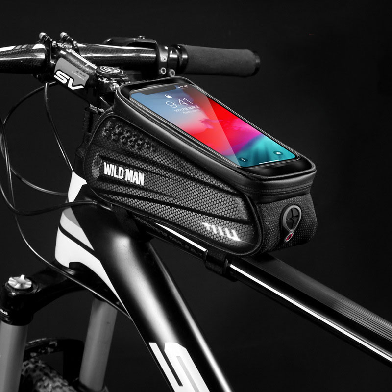 WILD MAN Hard shell bicycle bag front beam bag mountain bike phone touch screen upper tube bag saddle bag riding equipment - Bild 2