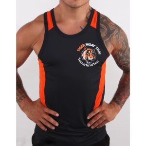Sports Fitness Fighting Knitted Fabric Orange Tank Top