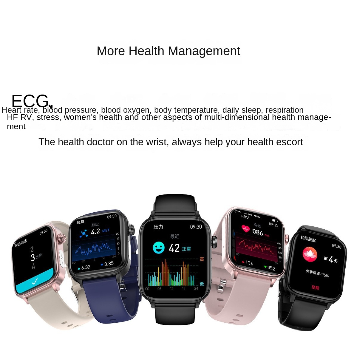 ET570 Smart Watch with Bluetooth Call, ECG Function, Non-invasive Blood Glucose, and True Blood Oxygen Monitoring - Bild 4