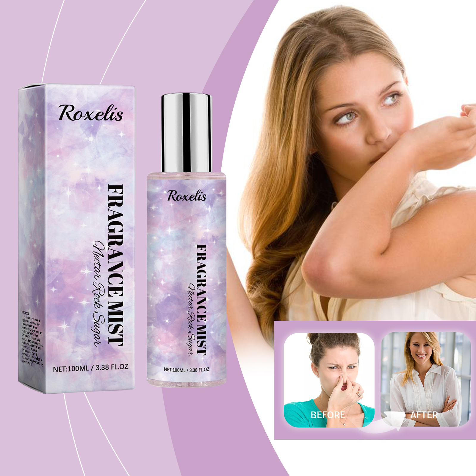Roxelis Nectar Rock Sugar Fragrance Spray, Fragrant Fruit Fragrance Fresh Summer Women's Long-Lasting Portable Perfume - Bild 2