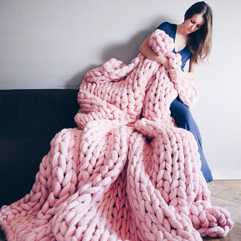 Nordic Chunky Knit Blanket Handmade Crochet Throw Knitted Blanket Sofa Blanket Oversized Woolen Blanket - Bild 3