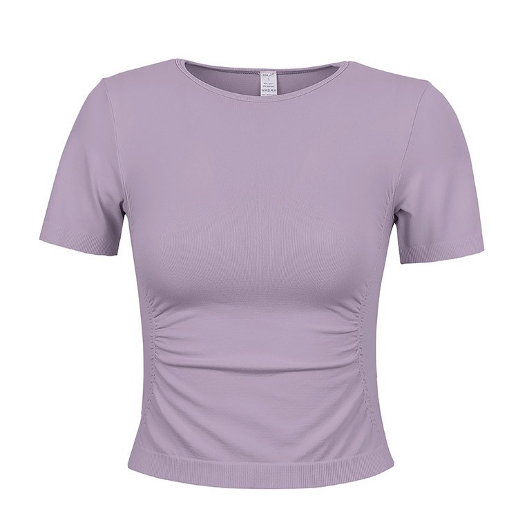 Sporty Women's Quick-Dry Short Sleeve T-Shirt Round Neck Casual Pleated Fitness Top - Bild 5