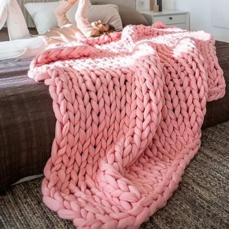 Nordic Chunky Knit Blanket Handmade Crochet Throw Knitted Blanket Sofa Blanket Oversized Woolen Blanket - Bild 8